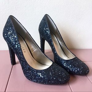 navy sequin heels